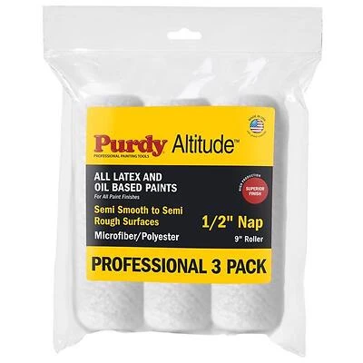 Purdy 14E613300 Altitude Poly-Micro Paint Roller Cover, 9-in, 1/2-in Nap, 3-Pack