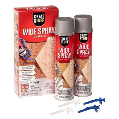 Great Stuff 12115891 Wide-Spray Polyurethane Foam Insulation Sealant, 36 oz Cream