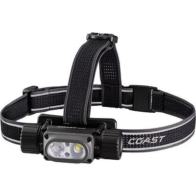 Coast 30742 WPH34R Rechargeable LED Headlamp, 2000 Lumens, Black/Gray