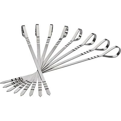 8‑Piece Premium Stainless Steel Grill Skewers – Reusable & Dishwasher‑Safe
