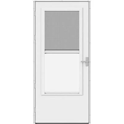 Larson 37084031 White Solid Wood Mid-View Reversible Storm Door, 81" × 32"