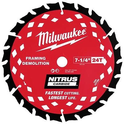 Milwaukee 7‑1/4" 24‑Tooth Carbide Circular Saw Blade – Model 48‑40‑0750