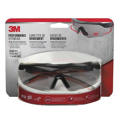 3M Gray Lens Anti‑Fog Safety Glasses – Black/Red Frame, ANSI/OSHA Certified