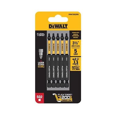DeWalt Elite Series 5‑Piece #2 Square Drive Screwdriver Bit – 3.5‑in Steel Set