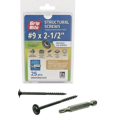 Grip-rite Primeguard Plus #9 X 2.5 In. Flat Washer Head Structure Screw - 25 Count