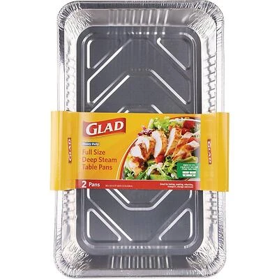 Glad Aluminum Disposable Steam Pan – 20.5×12.5‑in Rectangular Catering Tray (Non‑Dishwasher Safe)