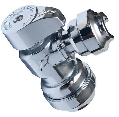 SharkBite Chrome Brass Stop Valve – 1/2" × 1/4" Compression, 200 psi
