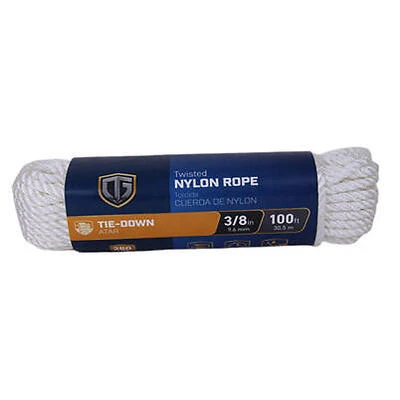 3/8‑In White Twisted Nylon Rope – 100 Ft, 280 lb Capacity