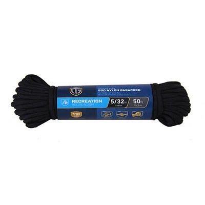 Heavy‑Duty 550 Paracord Nylon Rope – Black, 5/32” x 50 ft