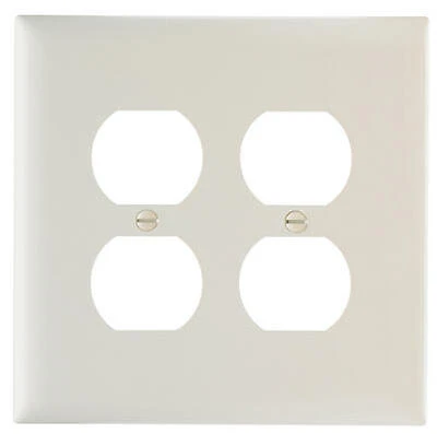 Pass & Seymour Double Duplex Outlet Opening Nylon Wall Plate, 2-Gang, Almond