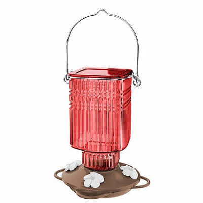 Antique Glass Hummingbird Feeder, Crimson Carnation, 22 oz.