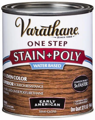 Stain & Polyurethane, Water-Based, Early American, 1-Qt.