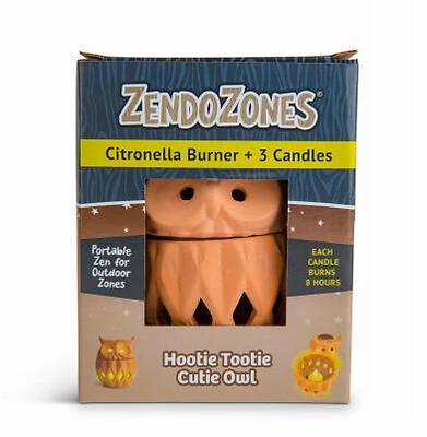 Citronella Burner + 3 Candles, Hootie Owl Shape Terra Cotta