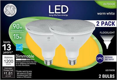 LED Outdoor Floodlights, PAR38, Medium Base, 15 Watts, 2-Pk.