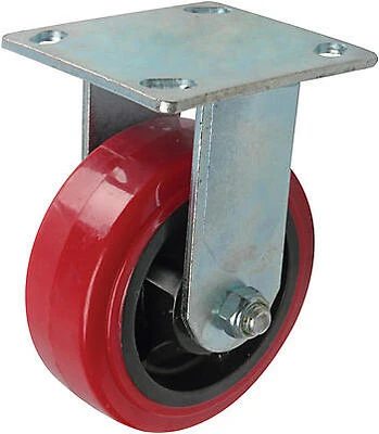 Red Poly Wheel, Rigid Caster, 5 In.