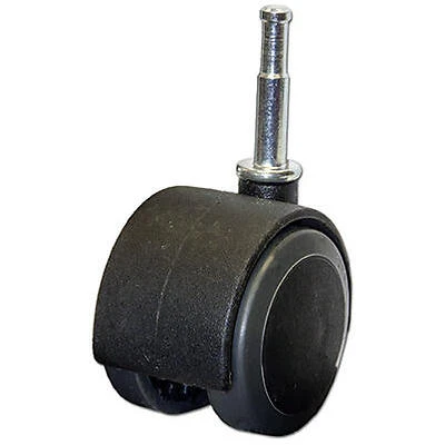 Dual Wheel Caster, Black With Gray Tread, Wood Stem, 2-In., 2-Pk.