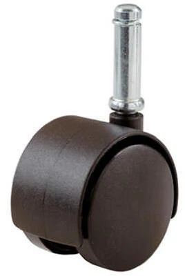 Dual-Wheel Caster, Friction Stem, Black, 2 In.