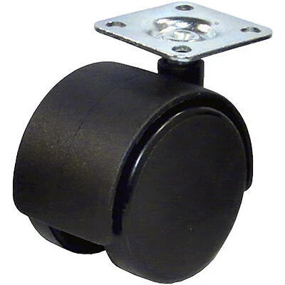 Dual Wheel Caster With Plate, Black, 2-In., 2-Pk.