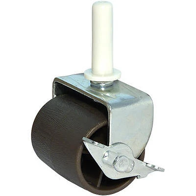 Wheel Stem Caster With Brake, Brown, 2-In., 2-Pk.