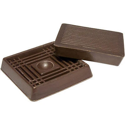 Furniture Cups, Brown Rubber, Square, 2-1/16-In., 4-Pk.