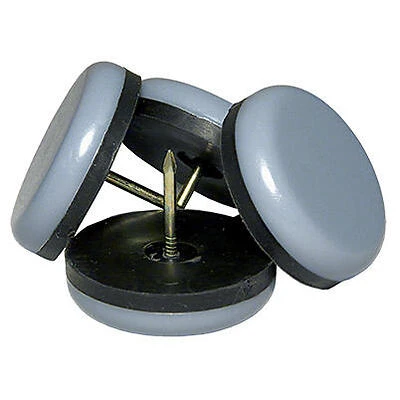 Furniture Sliders, Nail-On, Gray Blue, Round, 1.25-In., 4-Pk.