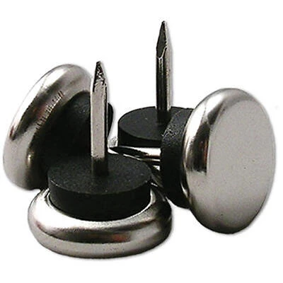 Furniture Glides, Nail-On, Cushioned, Metal Base, 7/8-In., 4-Pk.