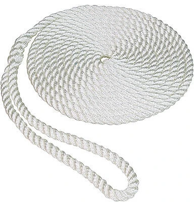 Twisted Nylon Dockline, White, 3/8 In. x 20 Ft.