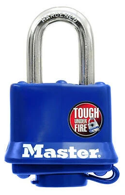 1.5" Weather‑Resistant Keyed Laminated Padlock with Blue Cover – Hardened Steel Shackle
