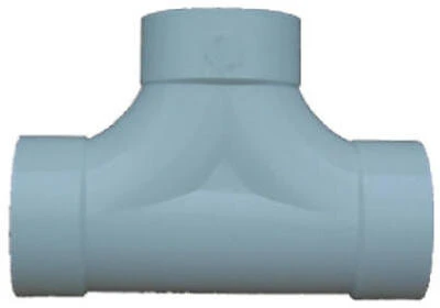 PVC Pipe Cleanout Tee, Two-Way, Hub x Hub x Hub, 4 In.