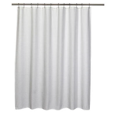 Quaker Waffle Shower Curtain, White Poly/Cotton, 71 x 71 In.