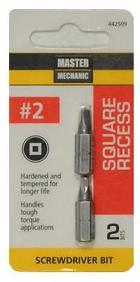 #2 Square Recessed Bit Tip, 1 In. 2-Pack