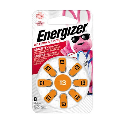 Energizer 13CR-6ENRUS Hearing Aid Batteries, Size 13, Orange Tab, 6-Pack