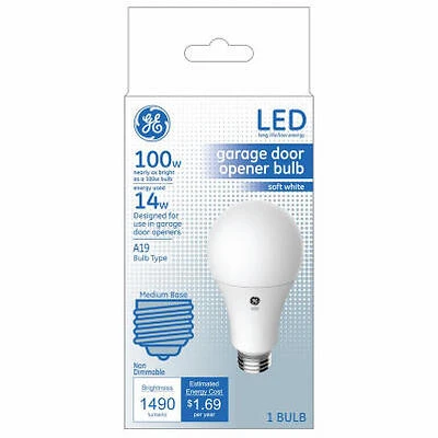 GE LED Relax Light Bulb, A19, Garage, Soft White, 1600 Lumens, 14 Watt