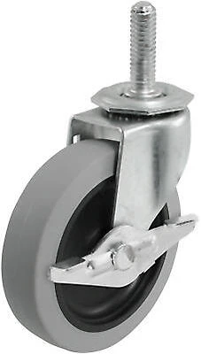 TPR Threaded-Stem Caster With Brake, 3 In.