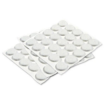 Felt Bumpers, Self-Adhesive, White, Round, 3/8-In., 75-Pk.