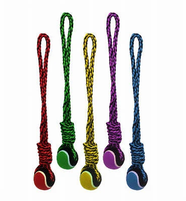 Dog Tug Toy, Rope with Tennis Ball