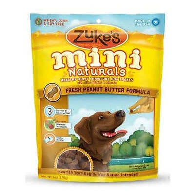 Zuke's Mini Naturals 00025 Dog Treats, Peanut Butter, 6 oz Pouch