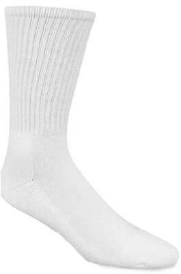 Athletic Socks, Crew, White, Men's XL, 3-Pk.