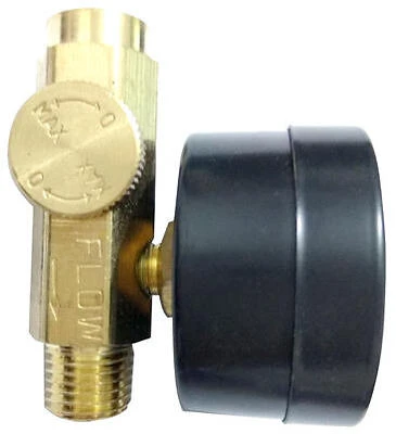 Air Flow Valve, 0-160 PSI Gauge, 1/4 FNPT Inlet x Male Outlet