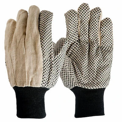 Cotton Canvas Gloves, Dotted, Men's L, 3-Pk.