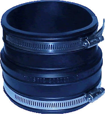 Pipe Fitting, Clay Pipe Reducing Flexible Coupling, 4 x 3 In.