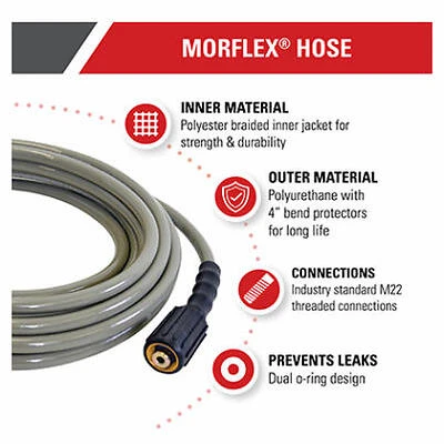 Morflex Pressure Washer Hose, Rated Up to 3700 PSI, 5/16-In. x 25-Ft.