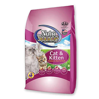 NutriSource 28003 Dry Cat & Kitten Food, Chicken & Rice, 4 Lbs.