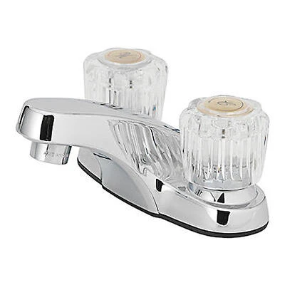 Lavatory Faucet Without Pop-up, 2 Acrylic Handles, Chrome