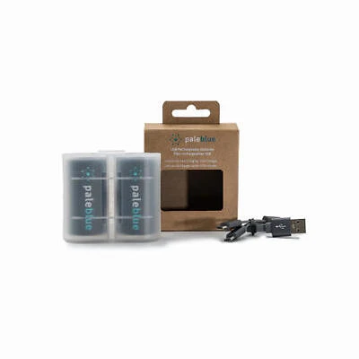 Rechargeable D Batteries, USB Cable, 2-Pk.