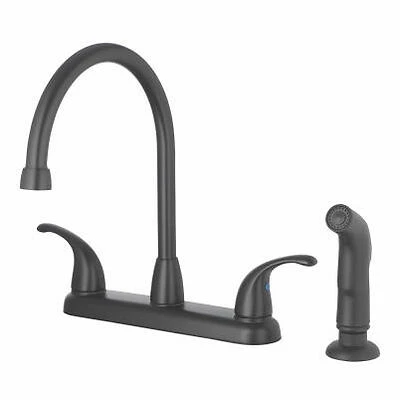 High Arc Kitchen Faucet, Two Lever Handles, Matte Black