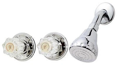 Shower Faucet + Showerhead, 2 Acrylic Handles, Chrome