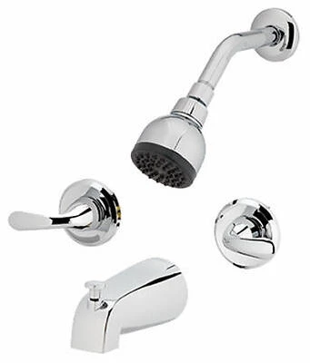 Shower Faucet + Showerhead, 2 Lever Handle, Chrome Finish
