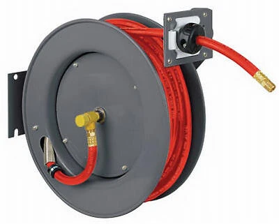 Air Hose Reel, Rubber, 3/8-In. x 50-Ft.