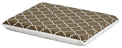 Pet Crate Pad, PTFE/Fleece, Reversible Brown Pattern, 42 x 29-In.
